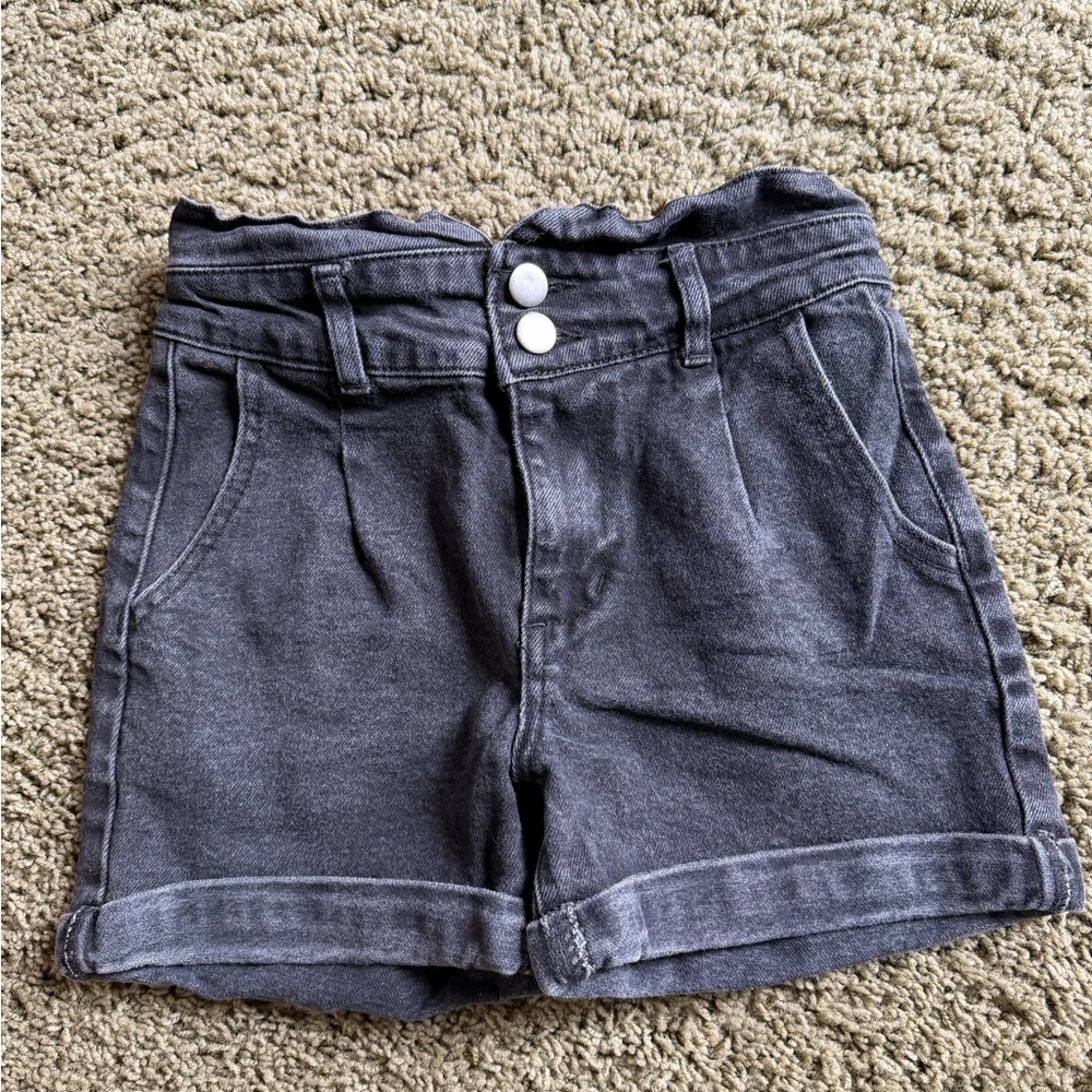 GB Girls Washed Black Kid’s Shorts with Button Front- size 10